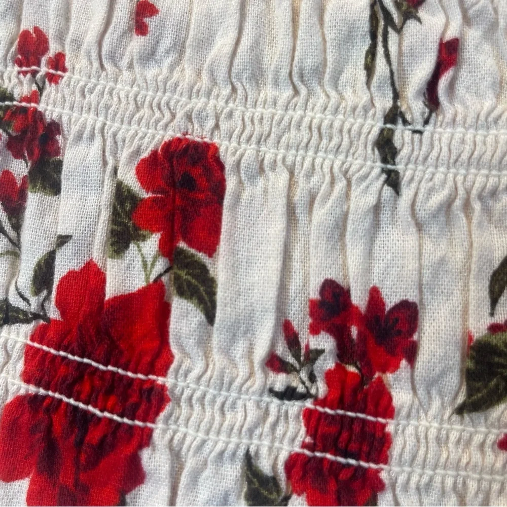 Old Navy Red Fit and Flare Flower Dress with Bishop Sleeves Girls 14-16 🌸​
